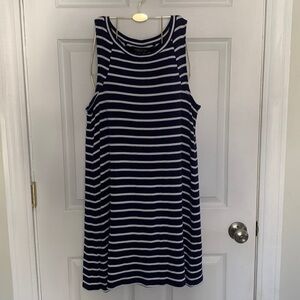 August Silk Blue & White Dress Size XL
